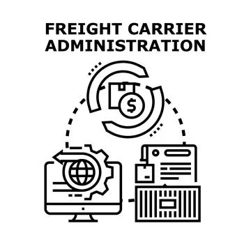 Freight carrier administration managing logistics process Stock Illustration