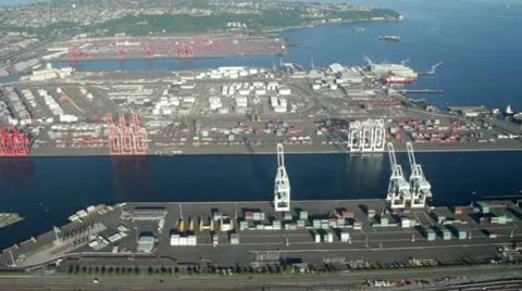 Freight Channels in Large Shipping Harbor Stock Footage 11633613
