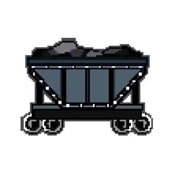 Freight coal wagon pixel art vector illustration Illustrazione stock