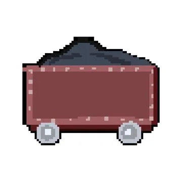 Freight coal wagon pixel art vector illustration Illustrazione stock