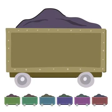 Freight coal wagon vector cartoon graphic Illustrazione stock