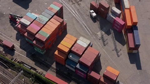 Freight Container Depot and Logistics Yard in Italy Stock Footage 343546839