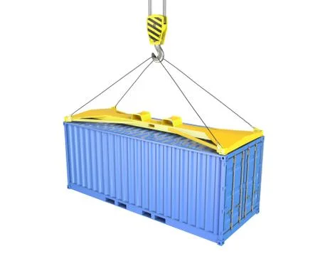 Freight container hoisted on container spreader Stock Illustration