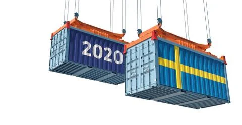 Freight container with Sweden flag. Stock Illustration