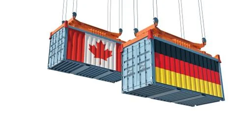 Freight containers with German and Canada flag. Stock Illustration