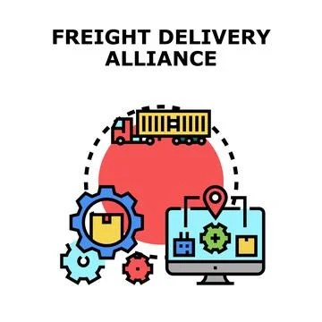 Freight delivery alliance connecting logistics and distribution systems 库存插图