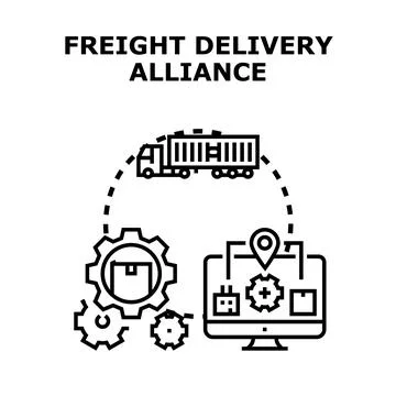 Freight delivery alliance connecting logistics and distribution systems Stock Illustration