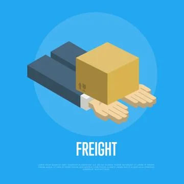 Freight delivery concept with human hands Stock Illustration