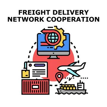 Freight delivery network cooperation logistics management Stock Illustration