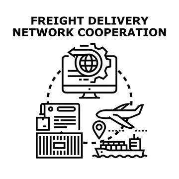 Freight delivery network cooperation logistics management Stock Illustration