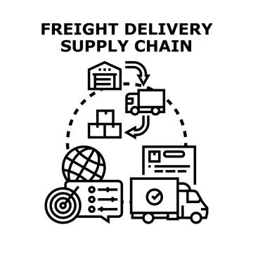 Freight delivery supply chain network logistics concept Illustrazione stock