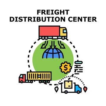 Freight distribution center connecting global cargo logistics 库存插图