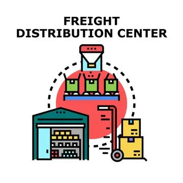 Freight distribution center logistics and supply chain concept Stock Illustration