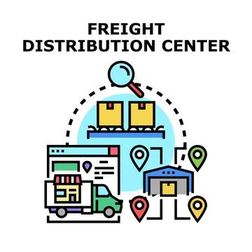 Freight distribution center logistics concept delivering shipping parcels Stock Illustration