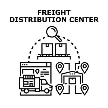 Freight distribution center logistics concept delivering shipping parcels Stock Illustration
