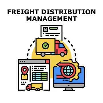 Freight distribution management organizing logistics and supply chain Stock Illustration