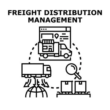 Freight distribution management organizing logistics and delivery chain Stock Illustration