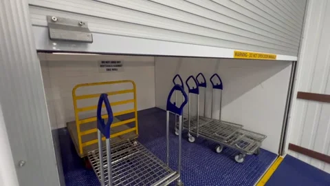 Freight elevator closing door down Video stock 297589222