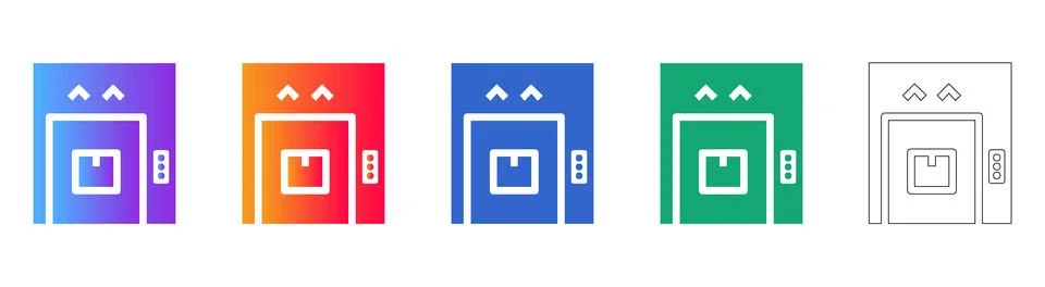 Freight Elevator Icons Set Illustrazione stock