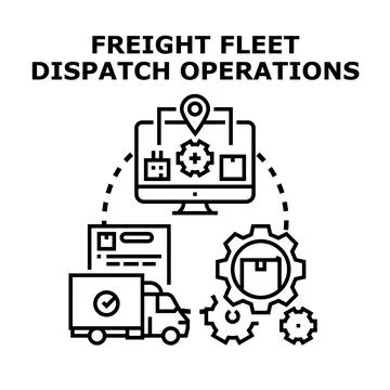 Freight fleet dispatch operations concept vector system Stock Illustration