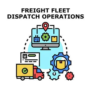 Freight fleet dispatch operations concept vector system Stock Illustration