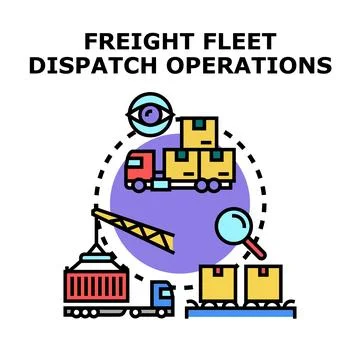 Freight fleet dispatch operations logistics management concept Stockillustratie
