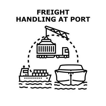 Freight handling at port vector concept illustration Illustrazione stock