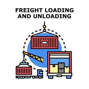 Freight loading and unloading shipping container logistics concept イラスト素材