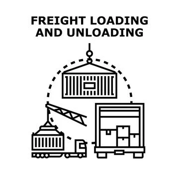 Freight loading and unloading shipping container logistics concept イラスト素材