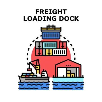 Freight loading dock logistics and global shipping concept イラスト素材