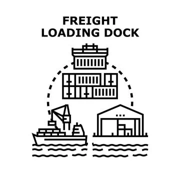 Freight loading dock logistics and global shipping concept イラスト素材