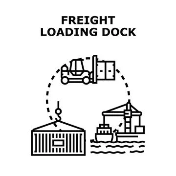 Freight loading dock logistics and delivery operations Illustrazione stock