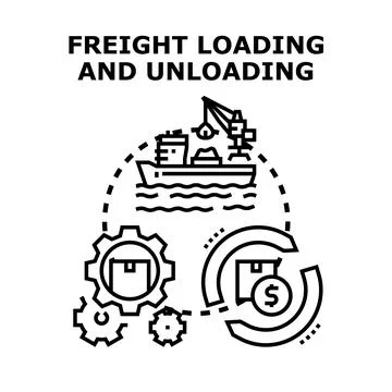 Freight loading unloading logistics supply chain process イラスト素材