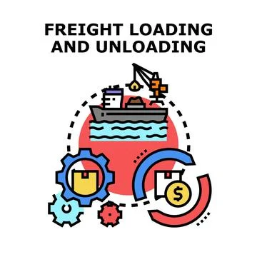 Freight loading unloading logistics supply chain process Stock Illustration