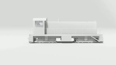 Freight Locomotive Stylized Train Engine in White Studio Scene Video stock 312972948