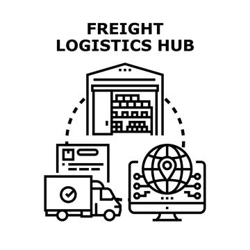 Freight logistics hub management and global shipping Stock Illustration