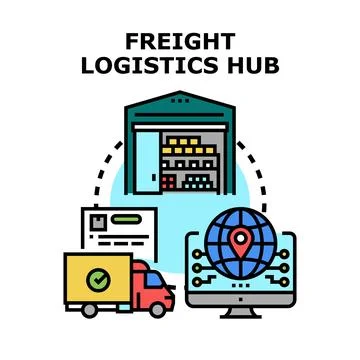 Freight logistics hub management and global shipping Stock Illustration