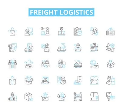 Freight logistics linear icons set. Shipping, Transport, Supply Chain Stock Illustration