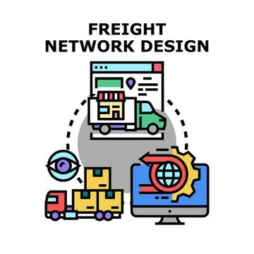 Freight network design optimizing global delivery logistics planning Stock Illustration