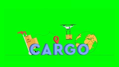 Freight Operations Illustrated With Icons of Globe GPS Drone Trolley Shippi.. Stock Footage 333372627