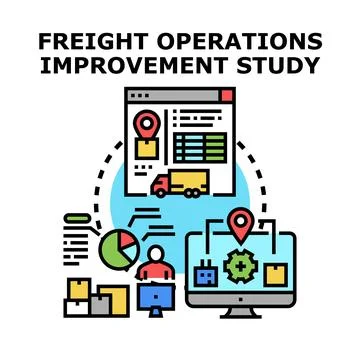Freight operations improvement study and logistics management concept Stock Illustration