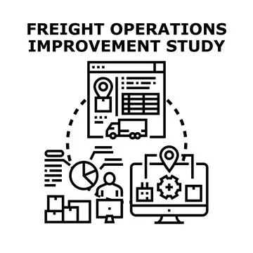 Freight operations improvement study and logistics management concept Stock Illustration