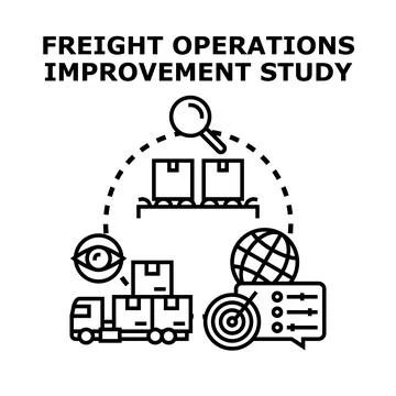 Freight operations improvement study optimizing logistics processes Stock Illustration