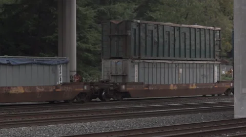 Freight passes under overpass Stockbeeldmateriaal 44319147