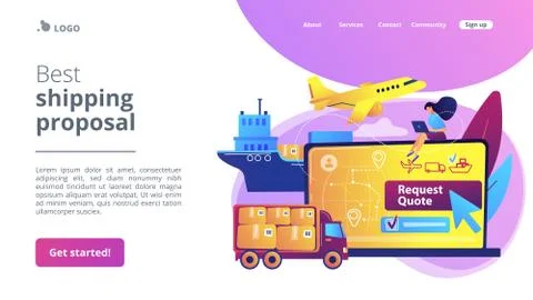 Freight quote request concept landing page Stock Illustration