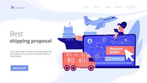 Freight quote request concept landing page Stock Illustration