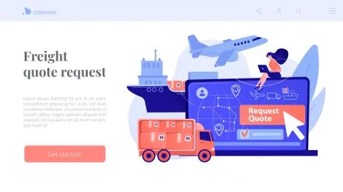 Freight quote request concept landing page Stock Illustration