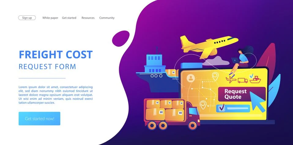 Freight quote request concept landing page Stock Illustration