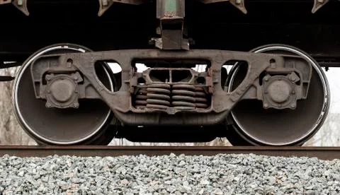 Freight railcar wheels Stock Photos