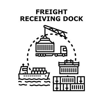 Freight receiving dock delivering global logistics cargo Stock Illustration